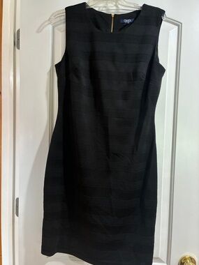 Chaps Black Sleeveless Midi Sheath Dress